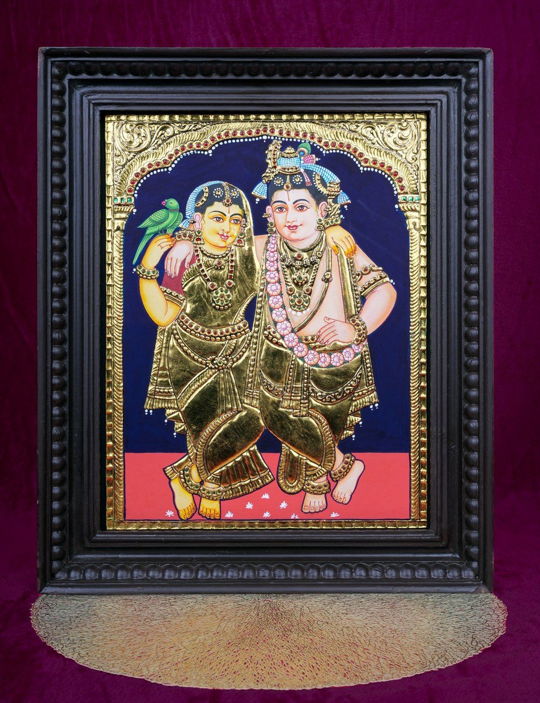 Krishna with Radha, Tanjore painting